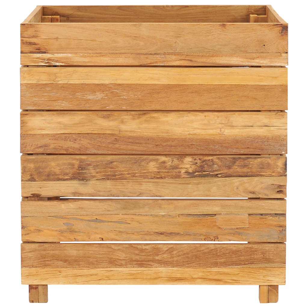 Korotettu kukkalaatikko 50x40x55 cm kierrätetty tiikki ja teräs - Sisustajankoti.fi