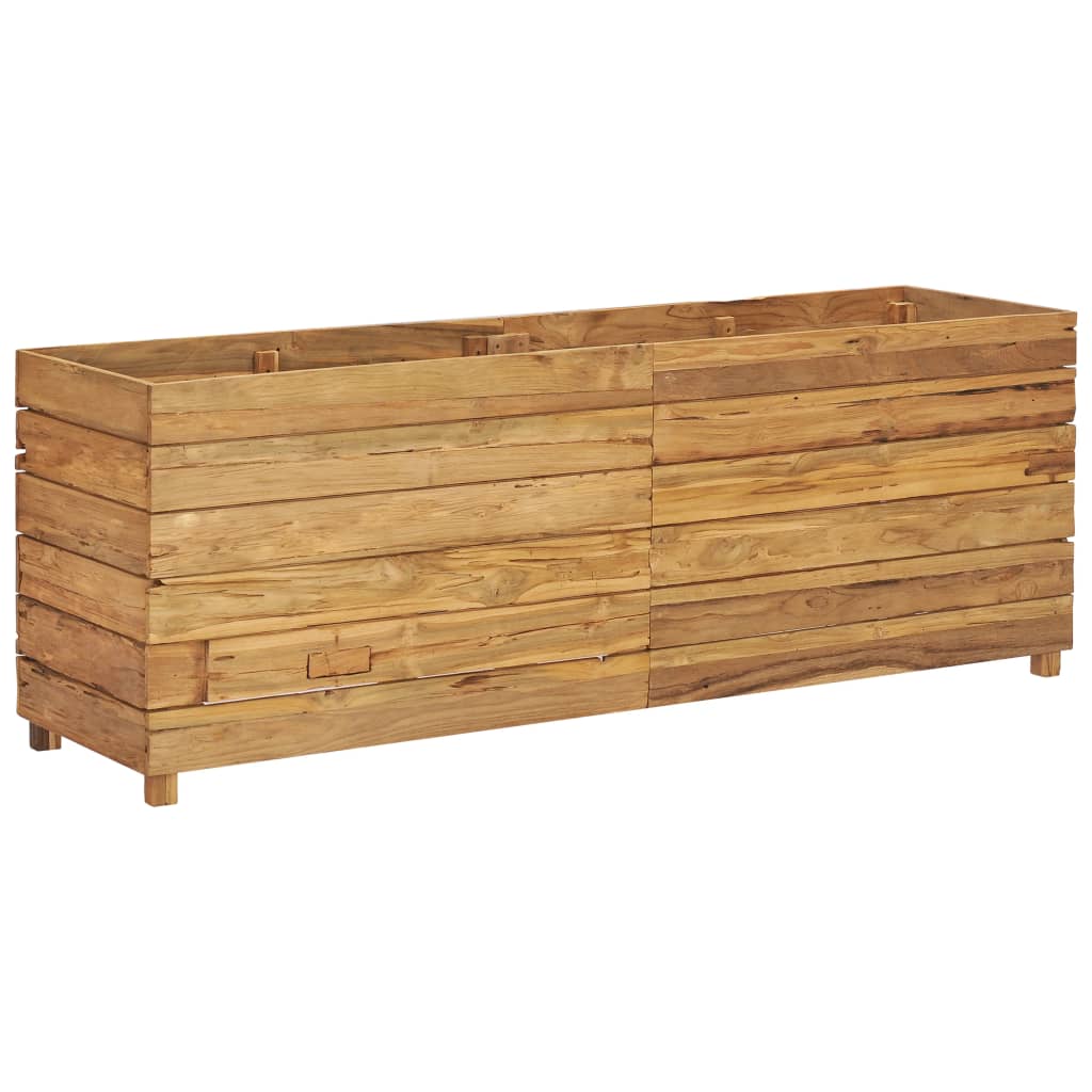 Korotettu kukkalaatikko 150x40x55cm kierrätetty tiikki ja teräs - Sisustajankoti.fi