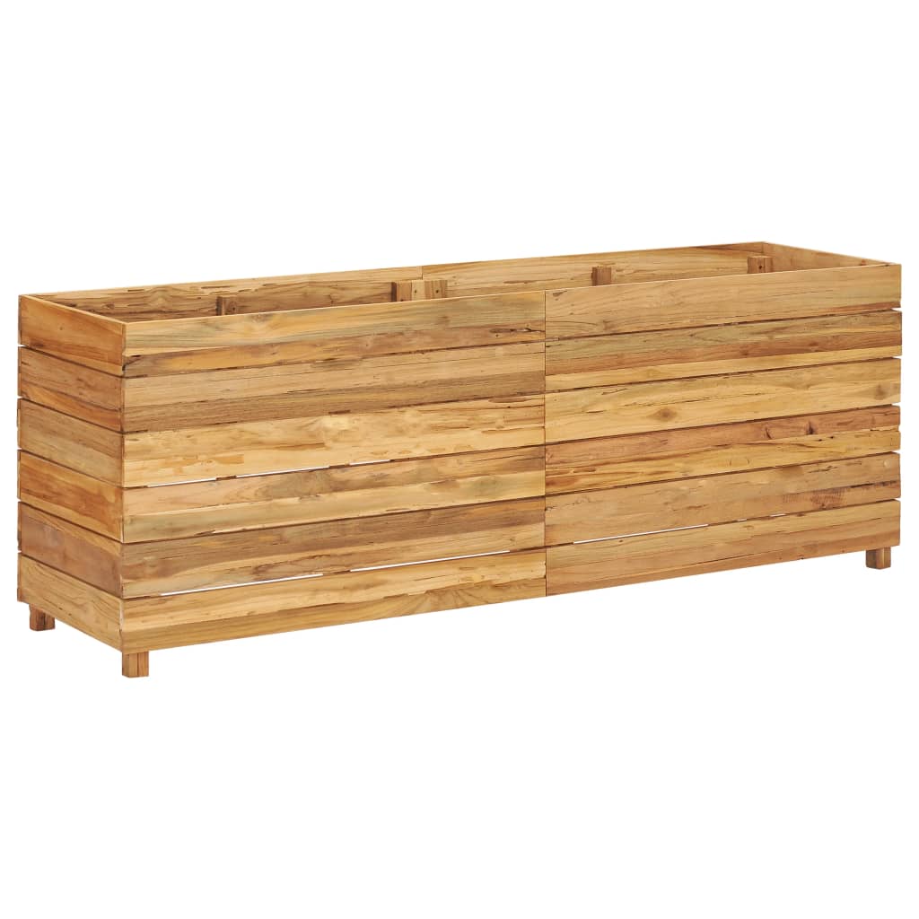Korotettu kukkalaatikko 150x40x55cm kierrätetty tiikki ja teräs - Sisustajankoti.fi