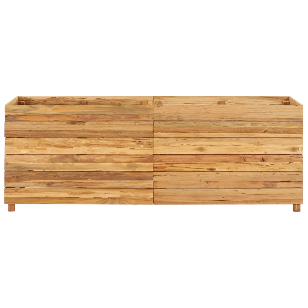 Korotettu kukkalaatikko 150x40x55cm kierrätetty tiikki ja teräs - Sisustajankoti.fi