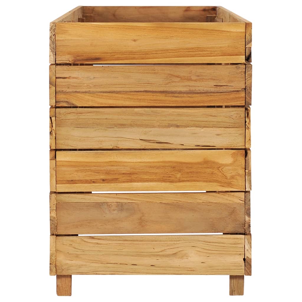 Korotettu kukkalaatikko 150x40x55cm kierrätetty tiikki ja teräs - Sisustajankoti.fi
