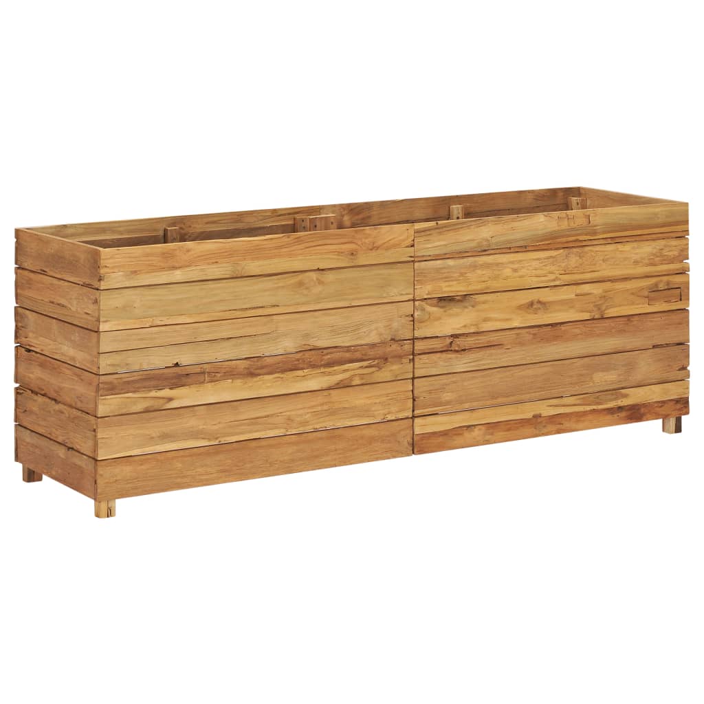 Korotettu kukkalaatikko 150x40x55cm kierrätetty tiikki ja teräs - Sisustajankoti.fi