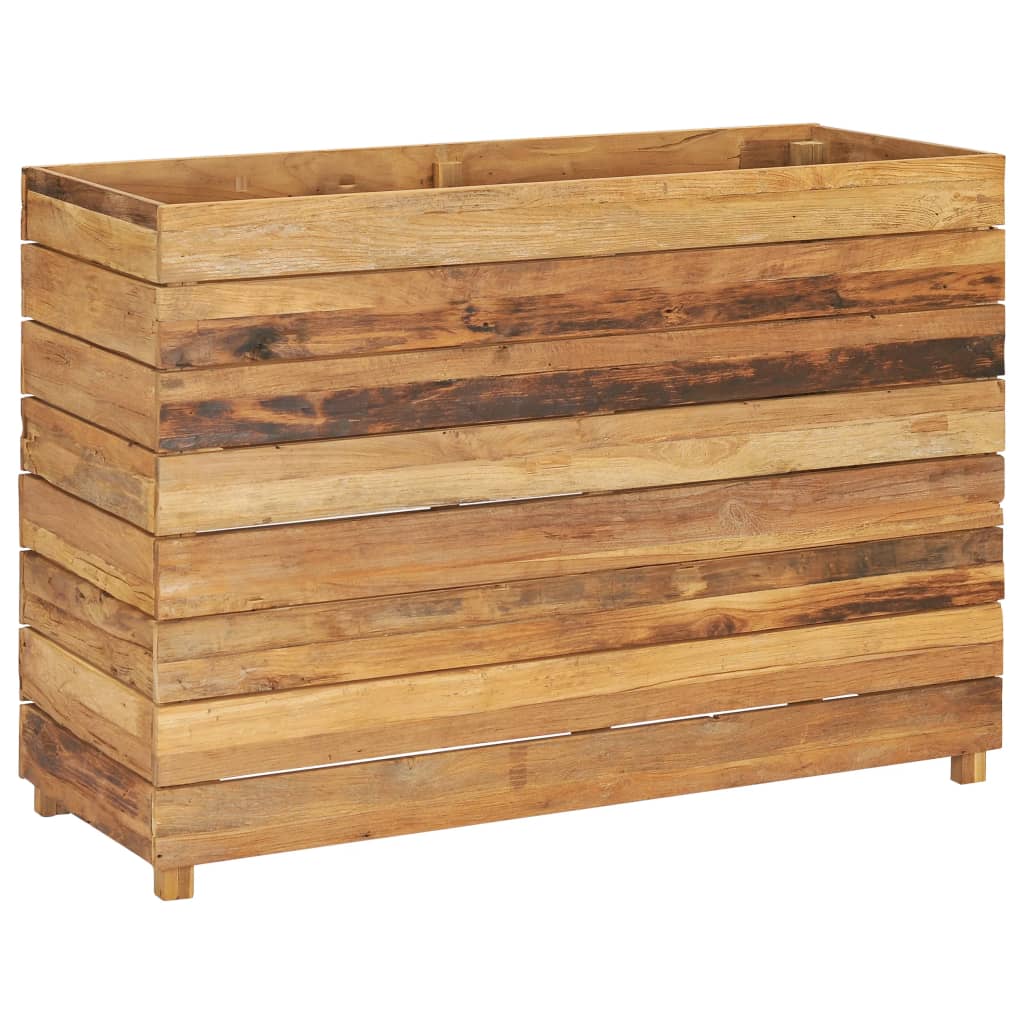 Korotettu kukkalaatikko 100x40x72cm kierrätetty tiikki ja teräs - Sisustajankoti.fi