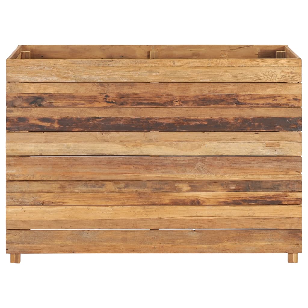 Korotettu kukkalaatikko 100x40x72cm kierrätetty tiikki ja teräs - Sisustajankoti.fi