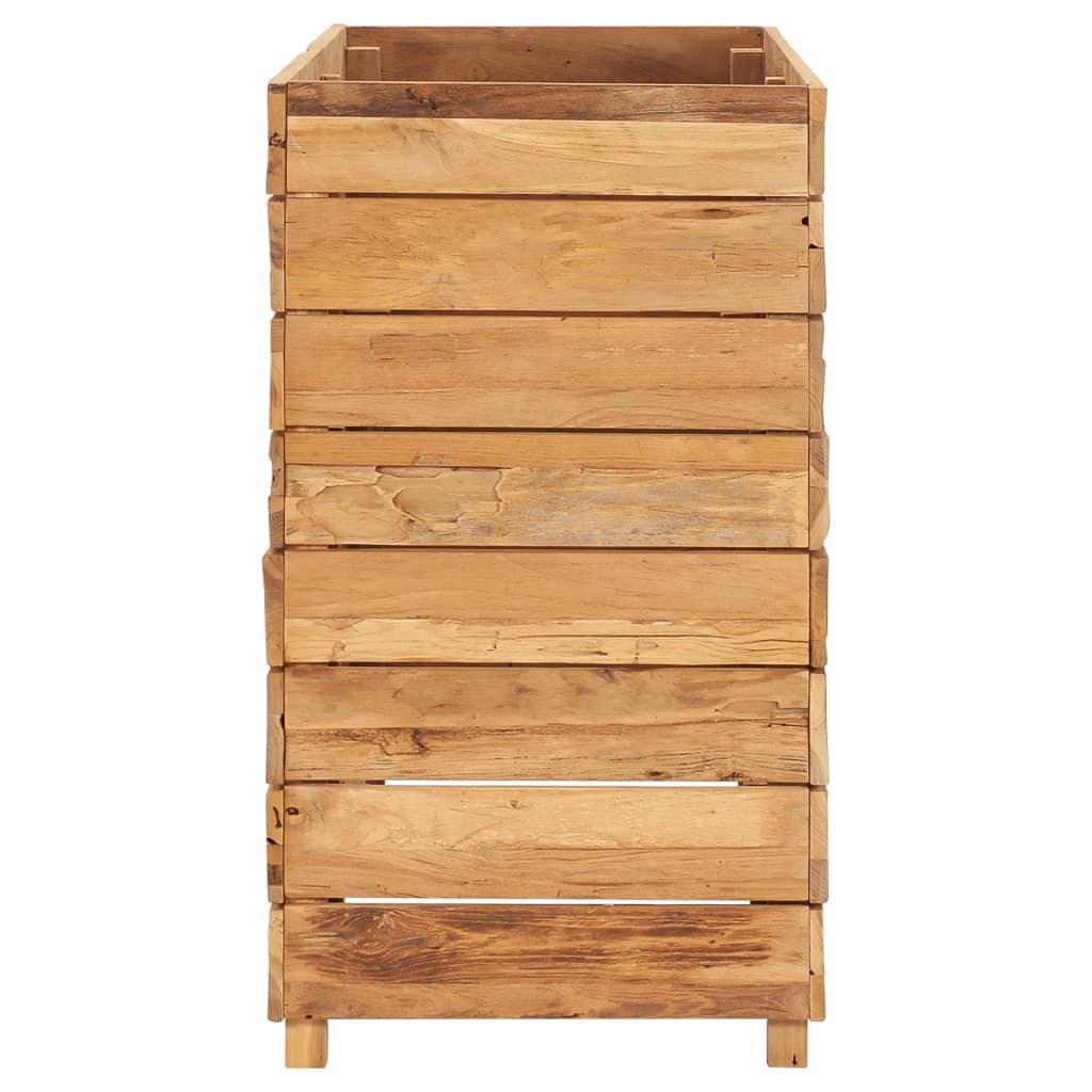 Korotettu kukkalaatikko 100x40x72cm kierrätetty tiikki ja teräs - Sisustajankoti.fi