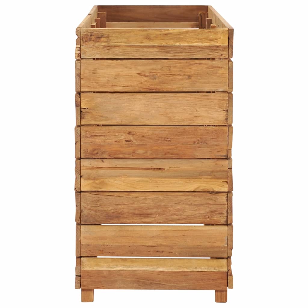 Korotettu kukkalaatikko 150x40x72cm kierrätetty tiikki ja teräs - Sisustajankoti.fi