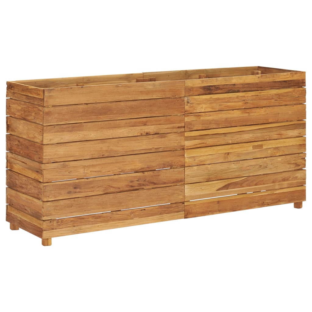 Korotettu kukkalaatikko 150x40x72cm kierrätetty tiikki ja teräs - Sisustajankoti.fi