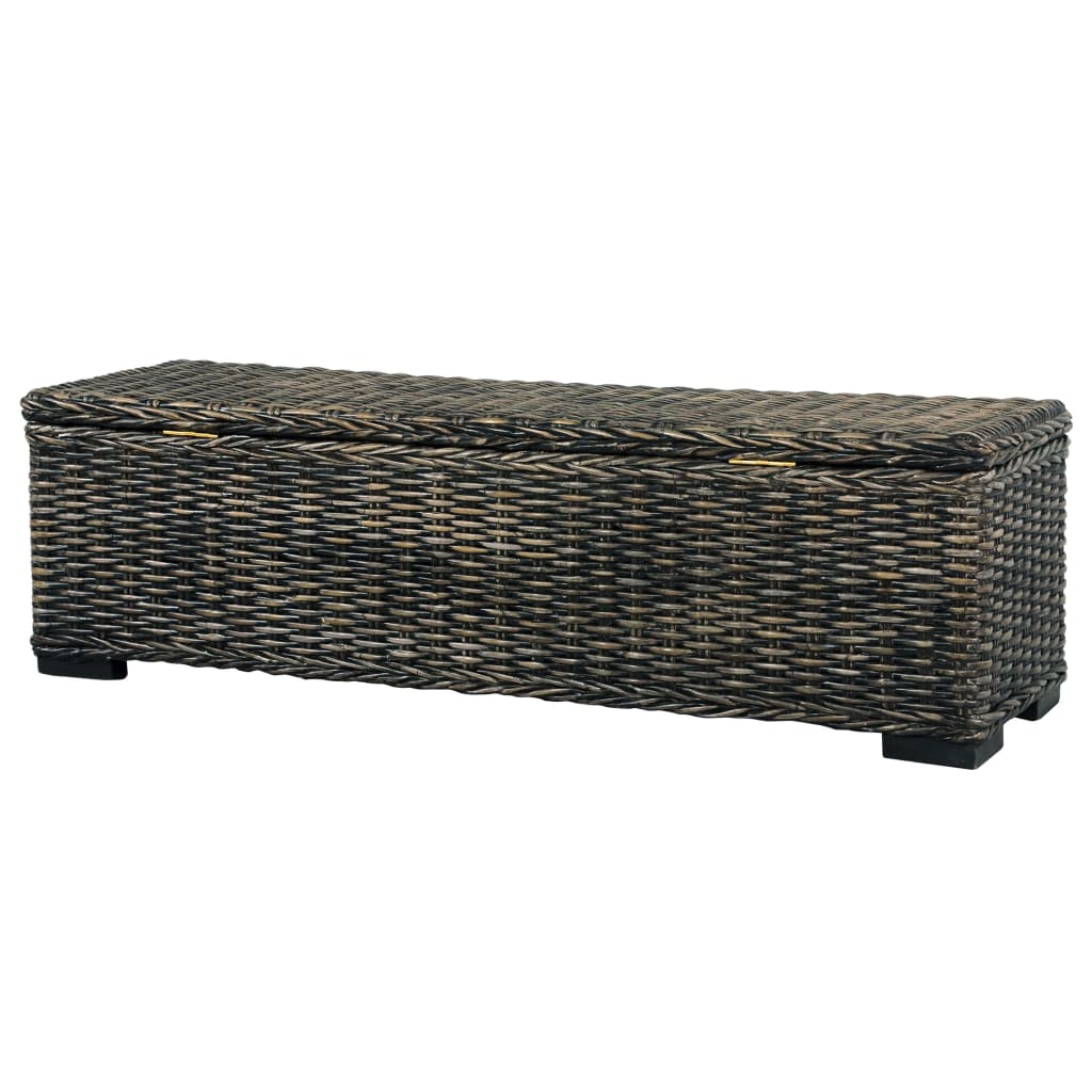 Säilytyslaatikko 120 cm musta kubu-rottinki ja täysi mangopuu - Sisustajankoti.fi