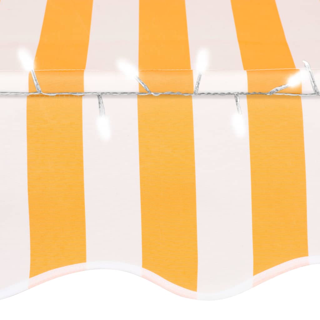 Sisäänkelattava markiisi LEDillä 150 cm valkoinen ja oranssi - Sisustajankoti.fi
