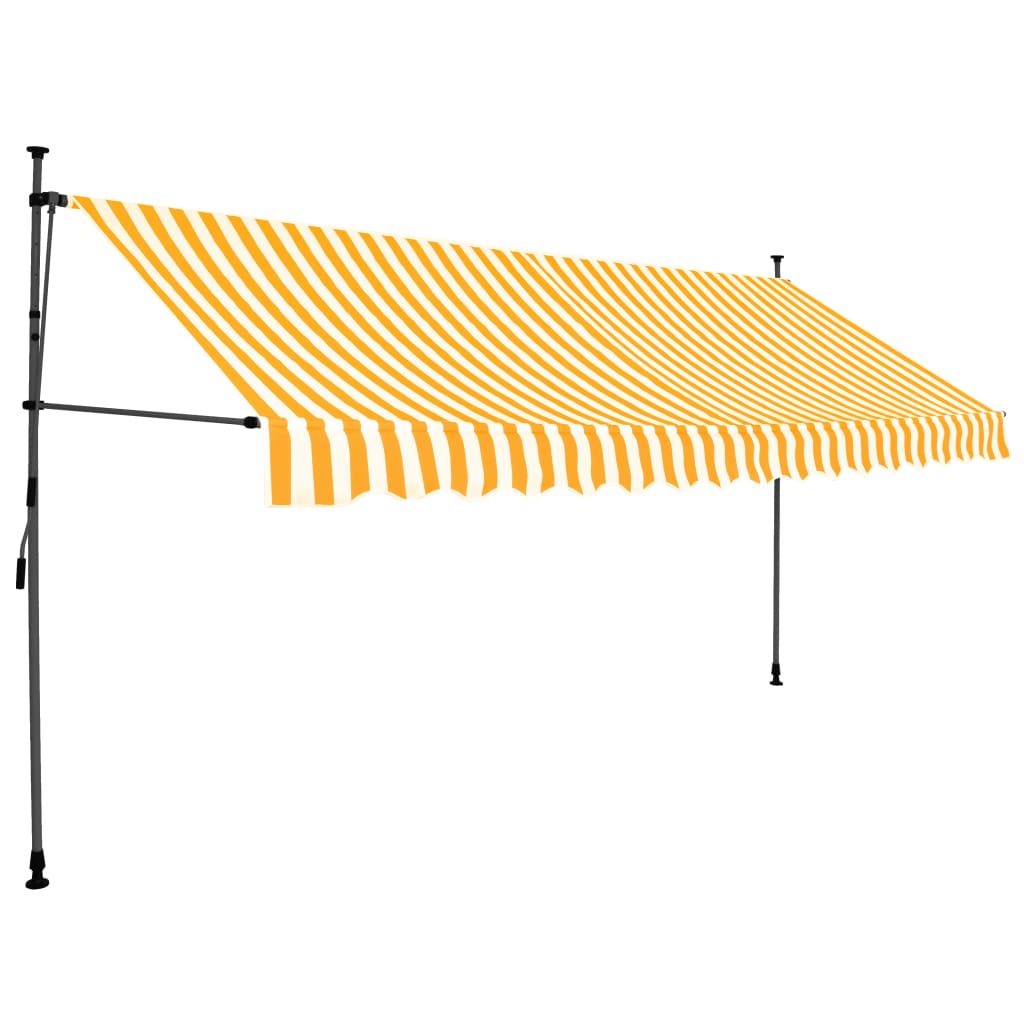 Sisäänkelattava markiisi LEDillä 350 cm valkoinen ja oranssi - Sisustajankoti.fi