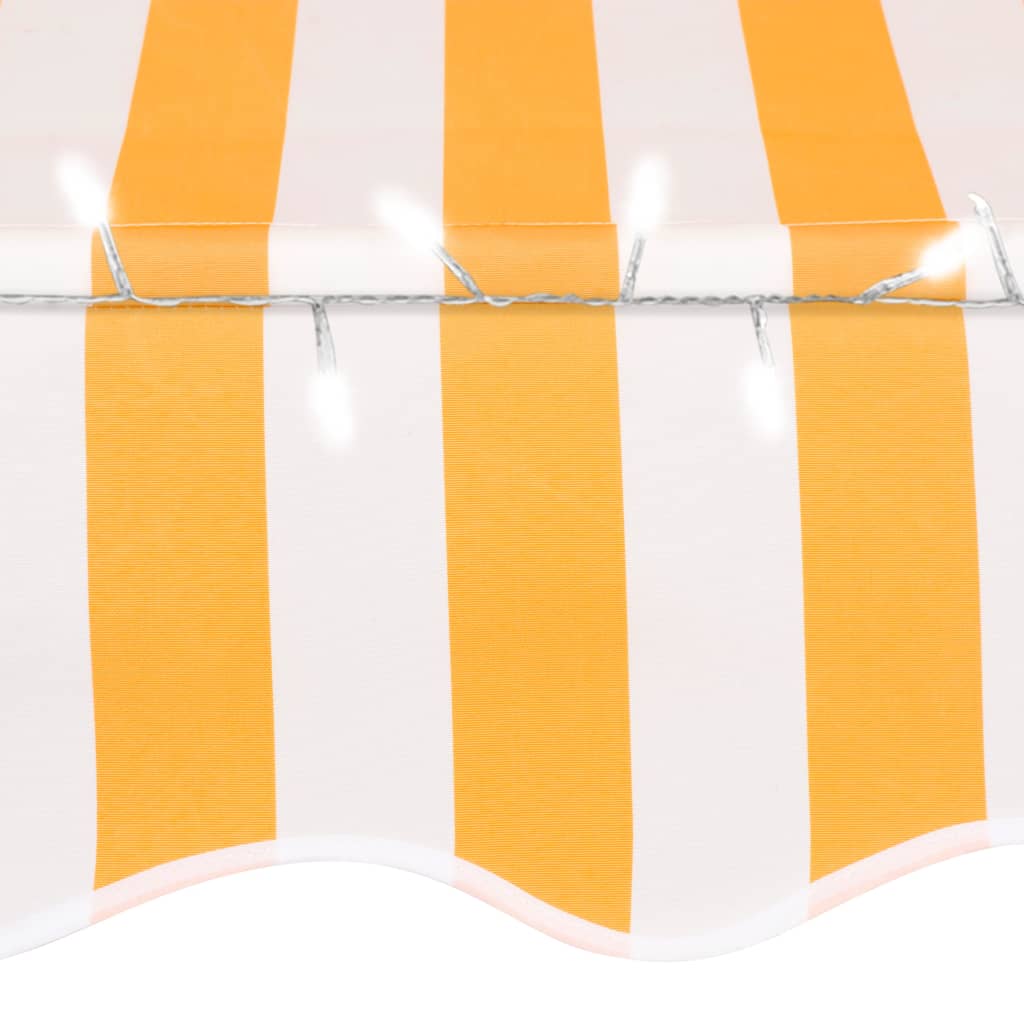 Sisäänkelattava markiisi LEDillä 400 cm valkoinen ja oranssi - Sisustajankoti.fi