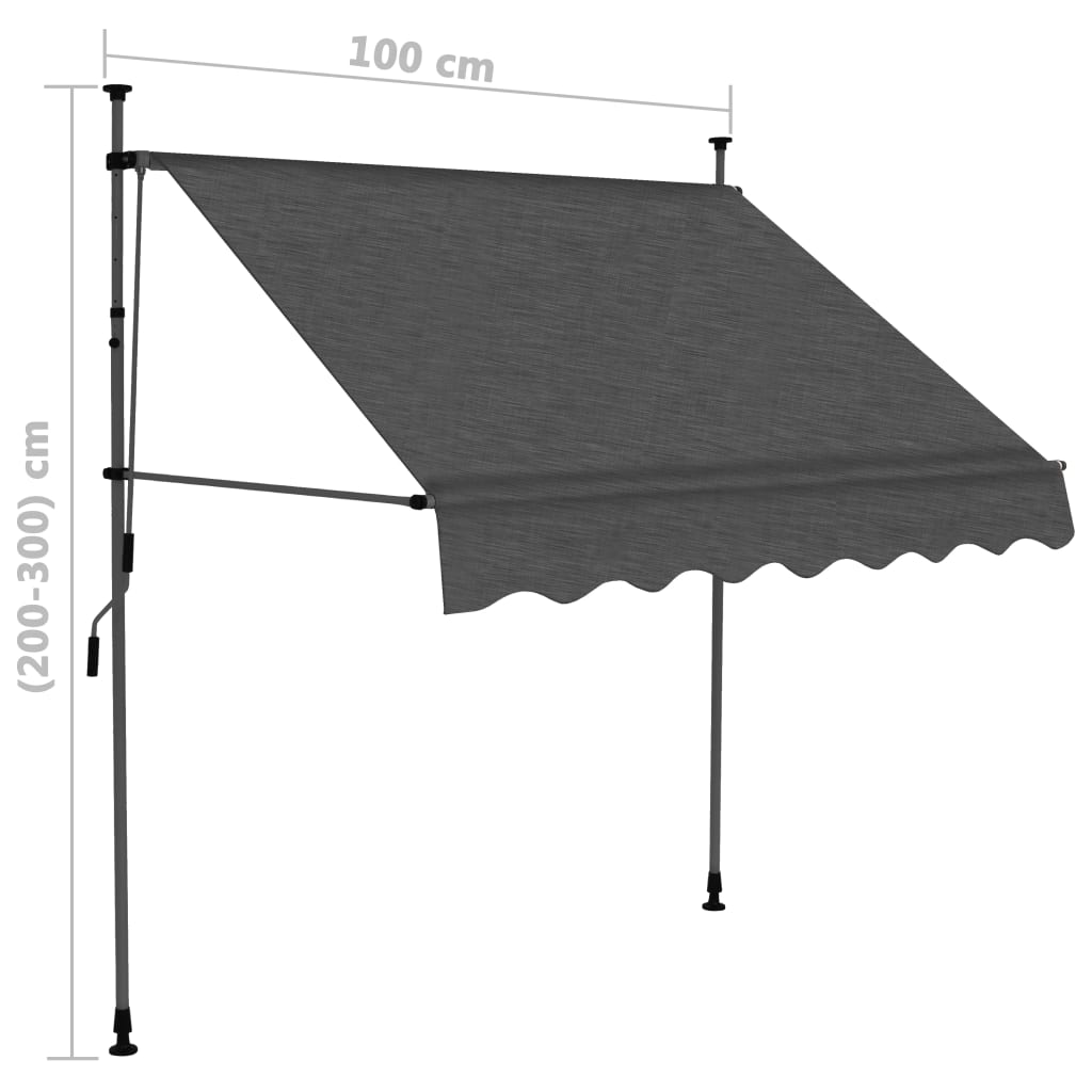 Sisäänkelattava markiisi LEDillä 100 cm antrasiitti - Sisustajankoti.fi
