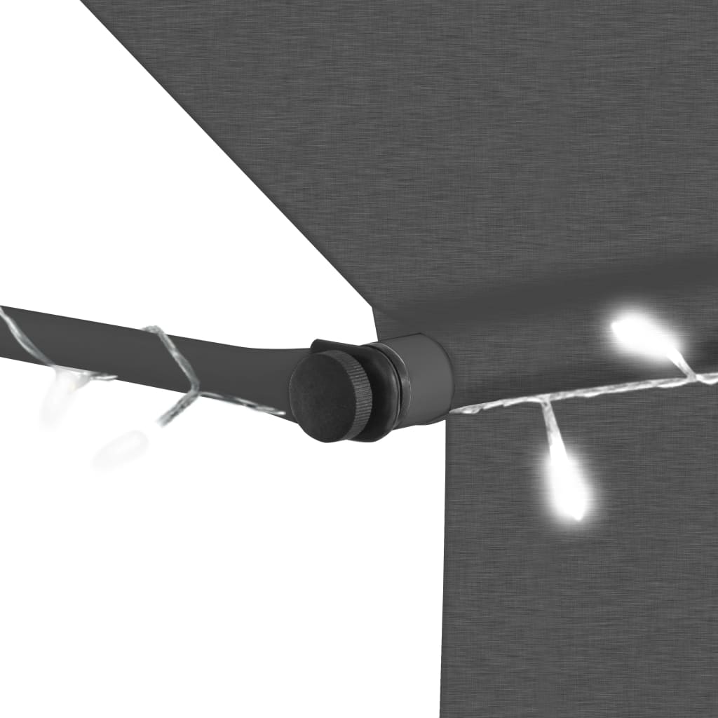 Sisäänkelattava markiisi LEDillä 350 cm antrasiitti - Sisustajankoti.fi