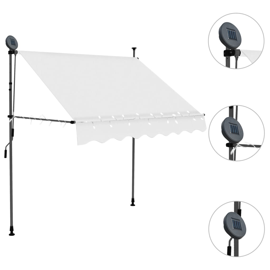 Sisäänkelattava markiisi LEDillä 100 cm kerma - Sisustajankoti.fi