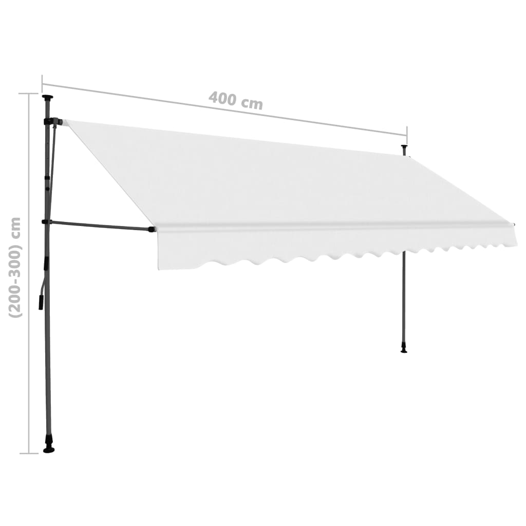 Sisäänkelattava markiisi LEDillä 400 cm kerma - Sisustajankoti.fi