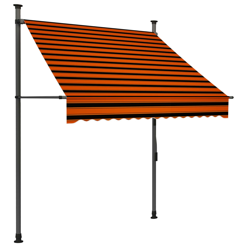 Sisäänkelattava markiisi LEDillä 150 cm oranssi ja ruskea - Sisustajankoti.fi