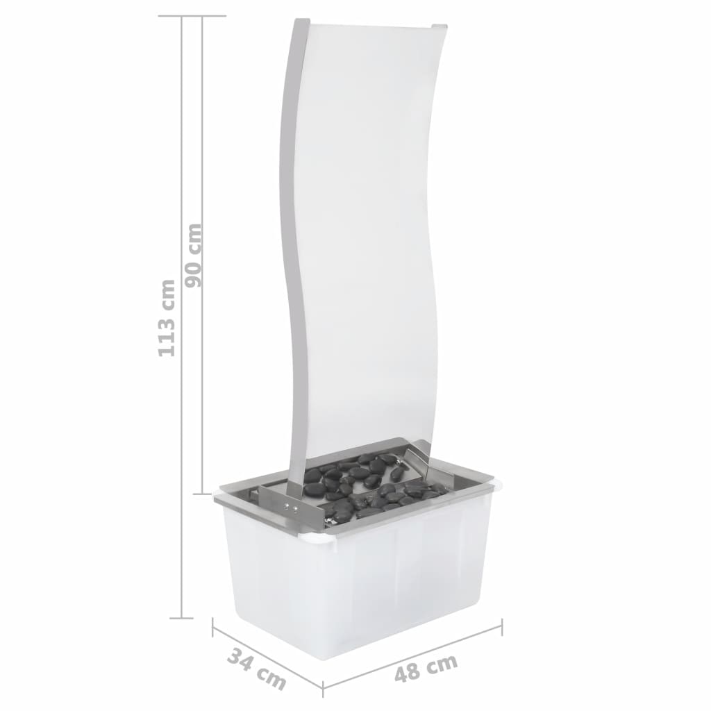 Puutarhan suihkulähde LED:llä ruostumaton teräs 90 cm kaareva - Sisustajankoti.fi