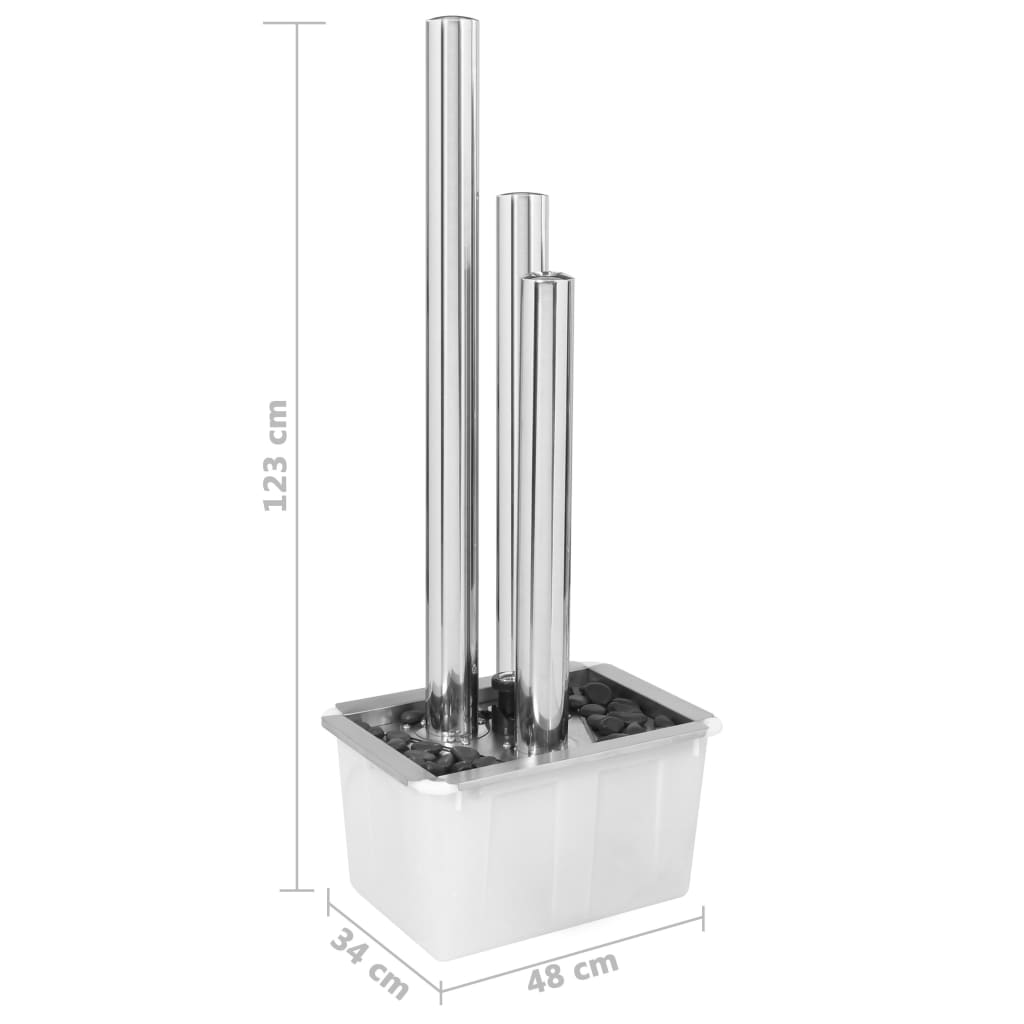 Puutarhan suihkulähde hopea 48x34x123 cm ruostumaton teräs - Sisustajankoti.fi