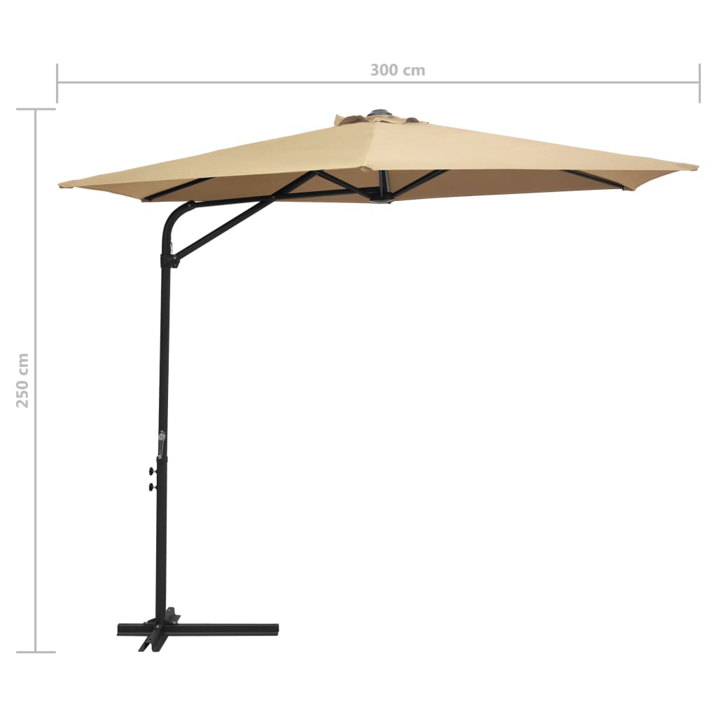 Aurinkovarjo terästanko 300 cm harmaanruskea - Sisustajankoti.fi