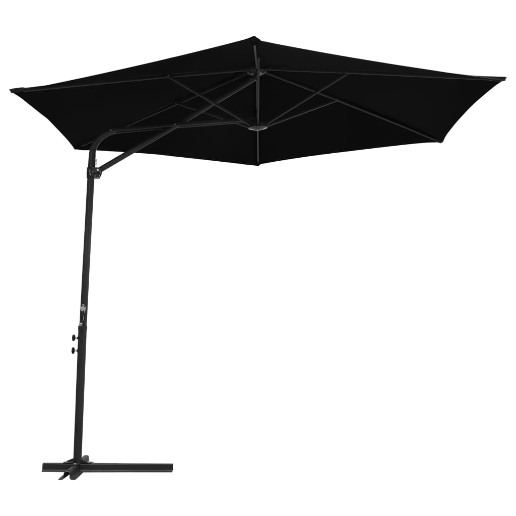 Aurinkovarjo terästanko 300 cm musta - Sisustajankoti.fi