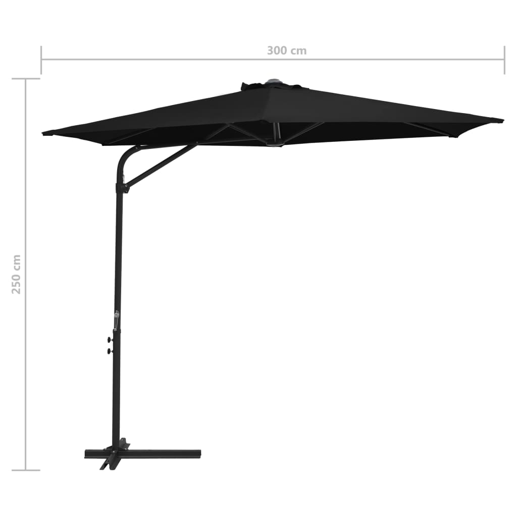 Aurinkovarjo terästanko 300 cm musta - Sisustajankoti.fi