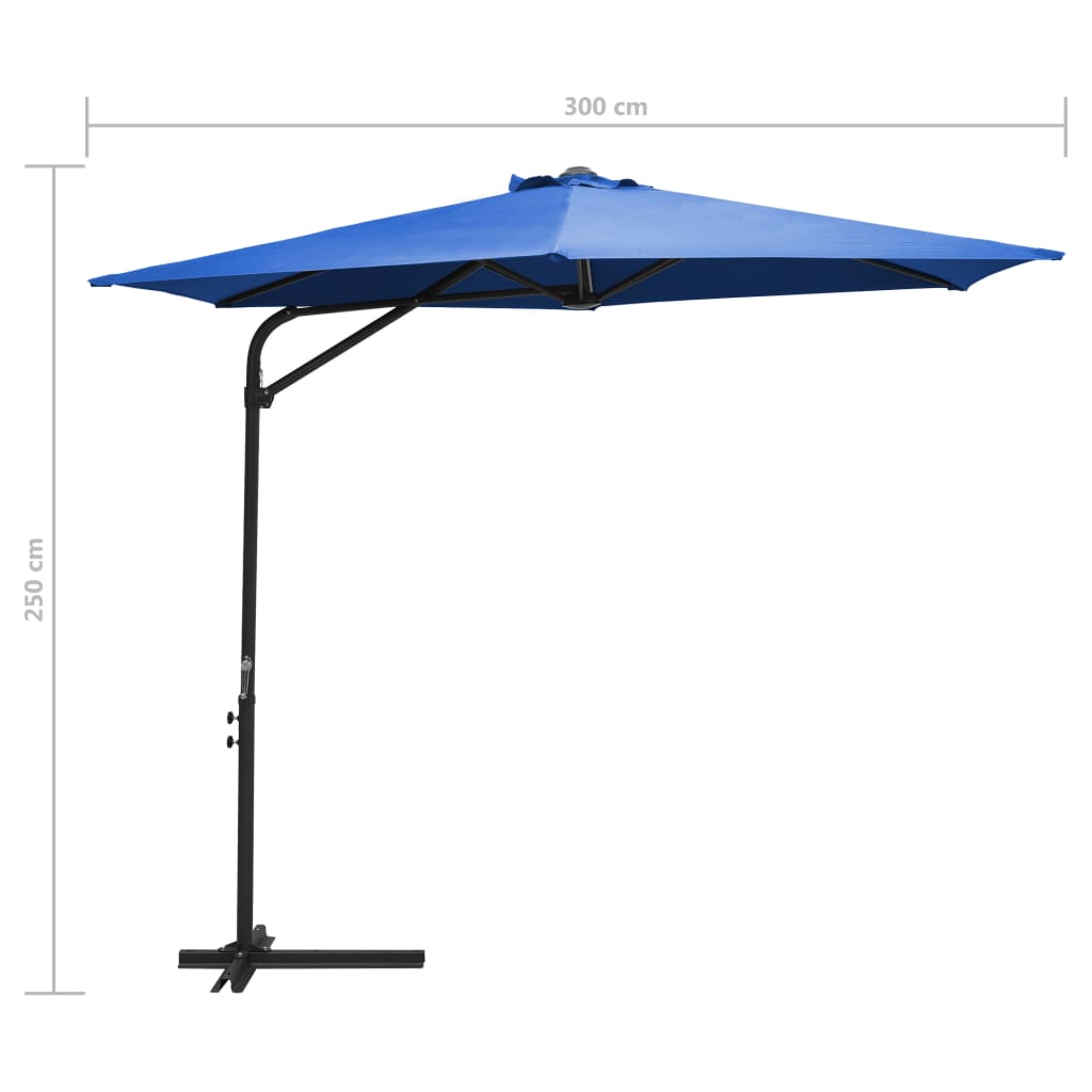 Aurinkovarjo terästanko 300 cm taivaansininen - Sisustajankoti.fi