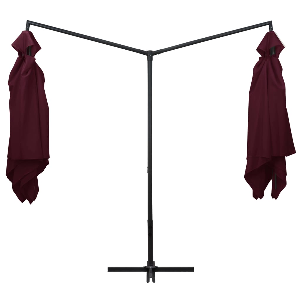 Tupla-aurinkovarjo terästanko 250x250 cm viininpunainen - Sisustajankoti.fi