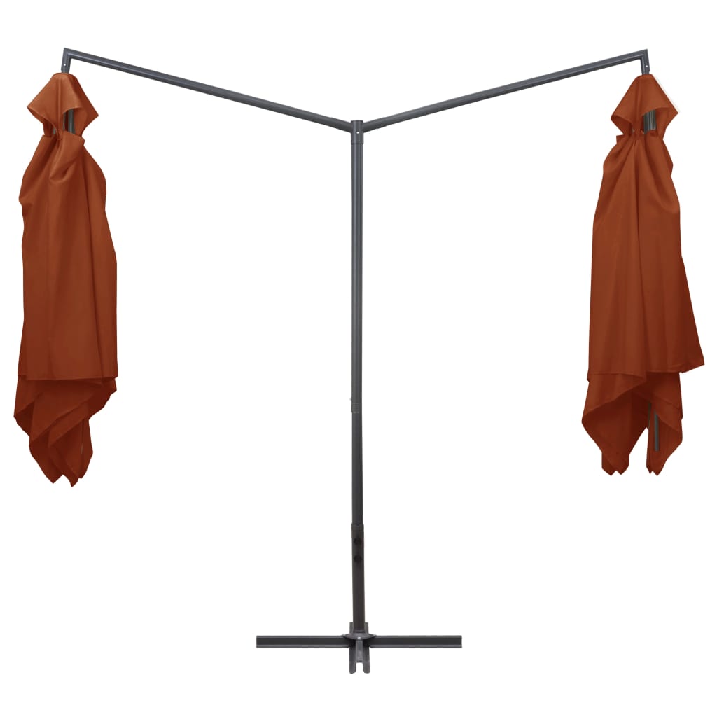 Tupla-aurinkovarjo terästanko 250x250 cm terrakotta - Sisustajankoti.fi