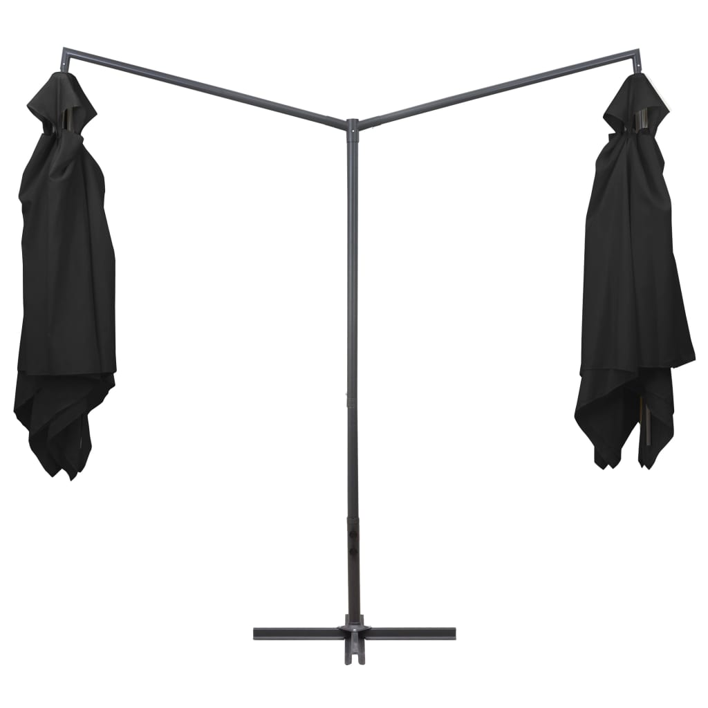Tupla-aurinkovarjo terästanko 250x250 cm musta - Sisustajankoti.fi