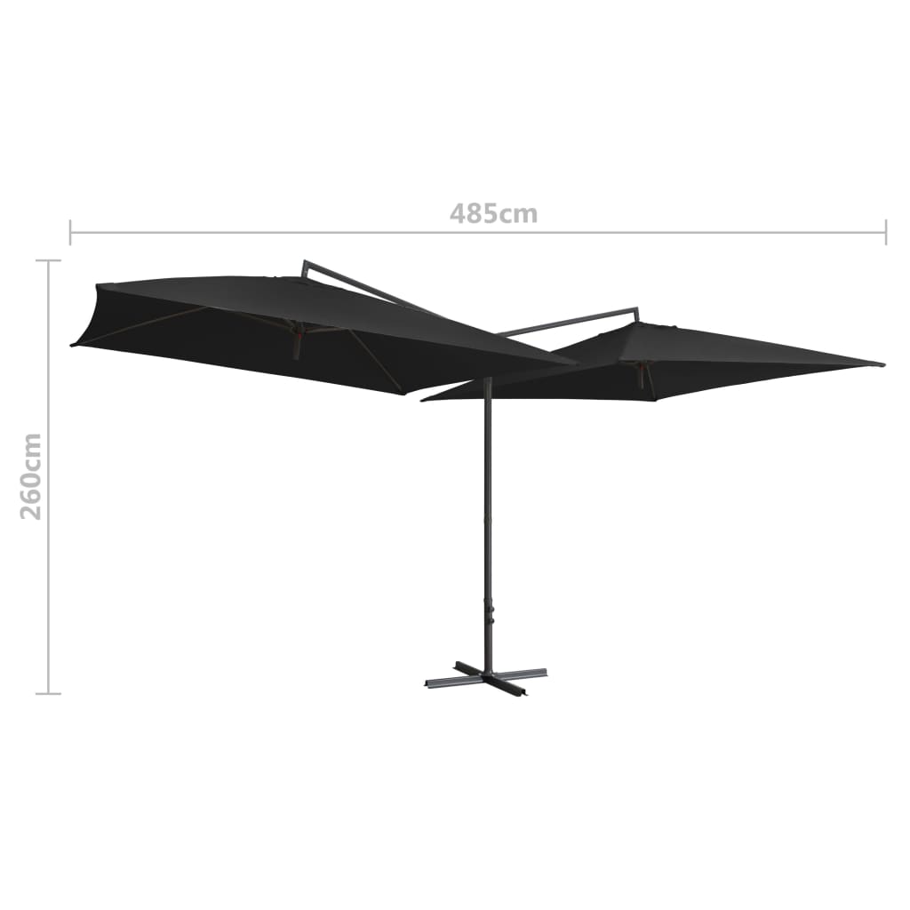 Tupla-aurinkovarjo terästanko 250x250 cm musta - Sisustajankoti.fi