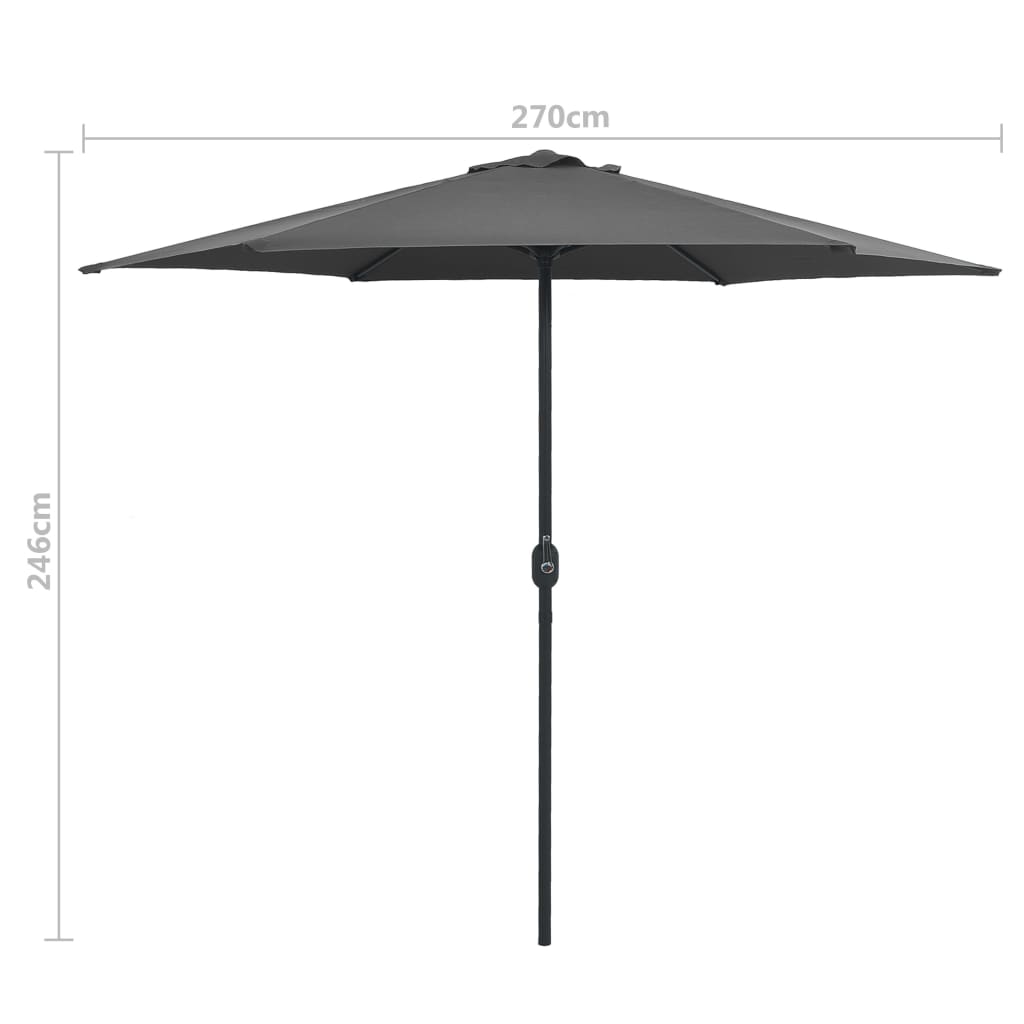 Aurinkovarjo alumiinitanko 270x246 cm antrasiitti - Sisustajankoti.fi