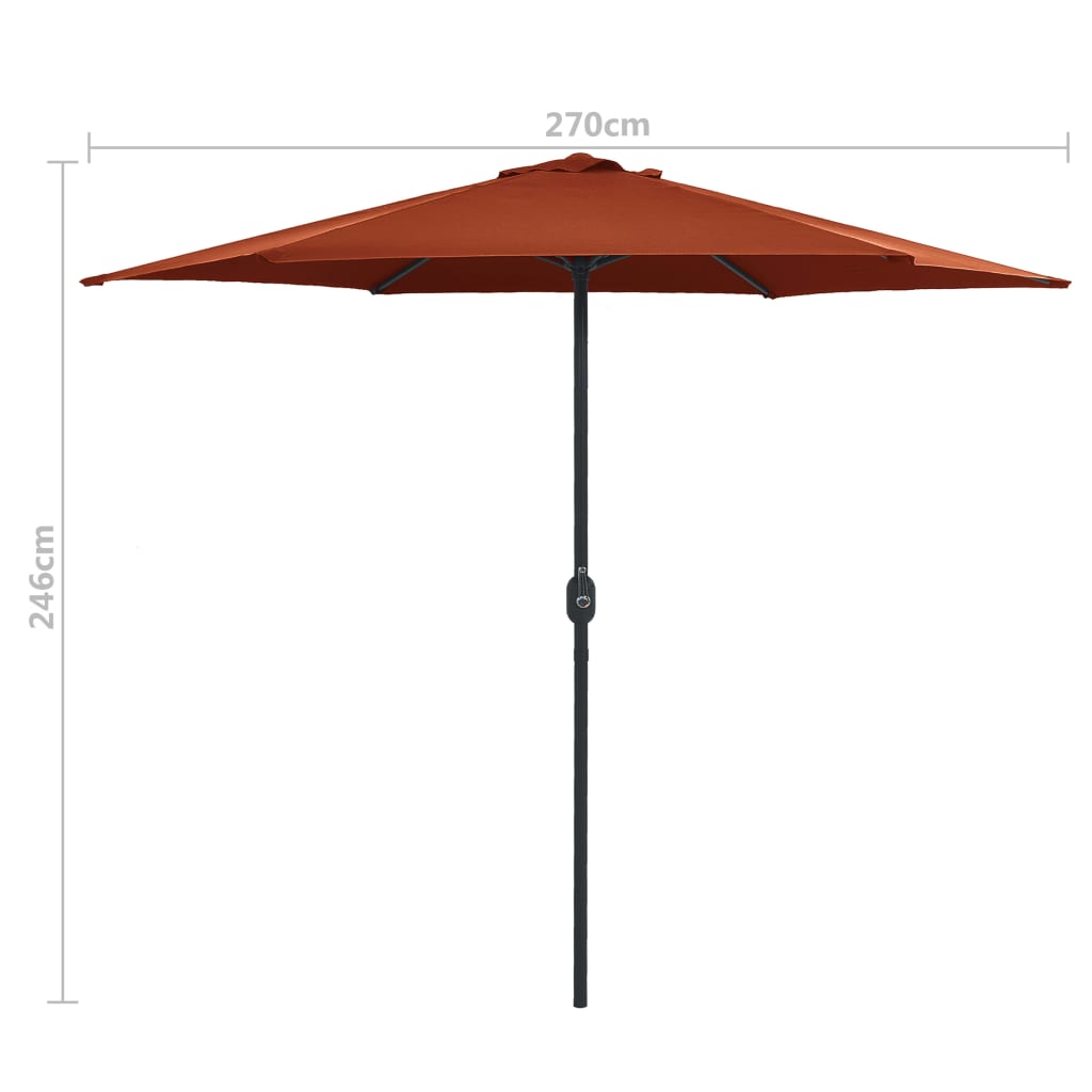 Aurinkovarjo alumiinitanko 270x246 cm terrakotta - Sisustajankoti.fi