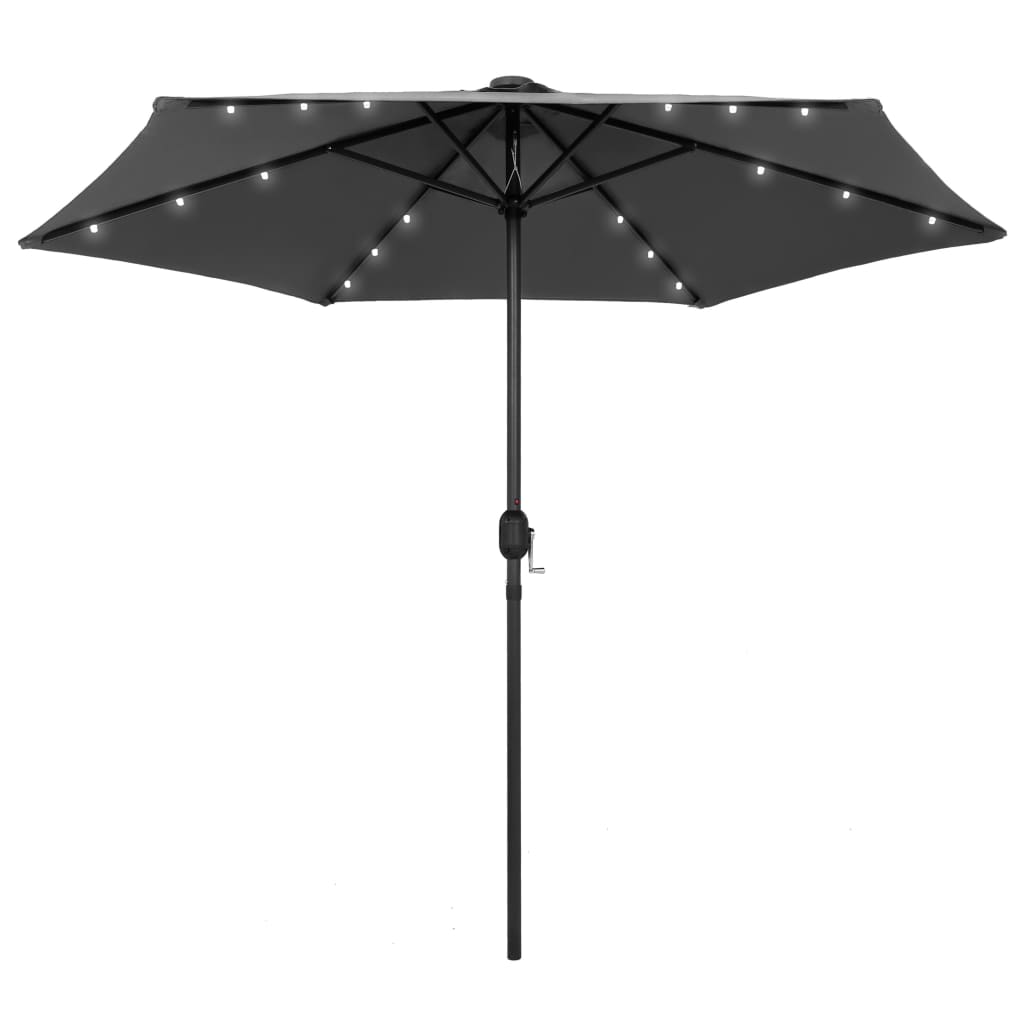 Ulkoaurinkovarjo LED-valot alumiinitanko 270 cm antrasiitti - Sisustajankoti.fi