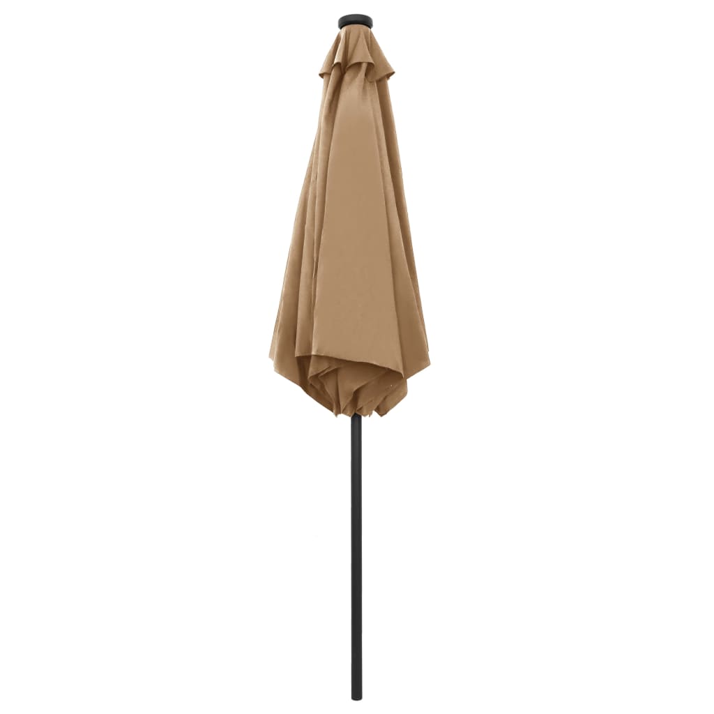 Ulkoaurinkovarjo LED-valot alumiinitanko 270 cm harmaanruskea - Sisustajankoti.fi