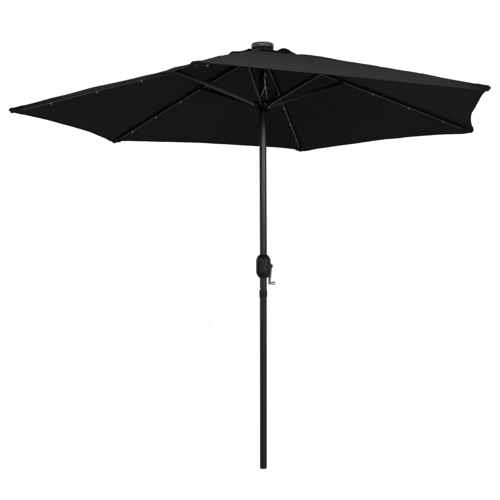 Ulkoaurinkovarjo LED-valot alumiinitanko 270 cm musta - Sisustajankoti.fi