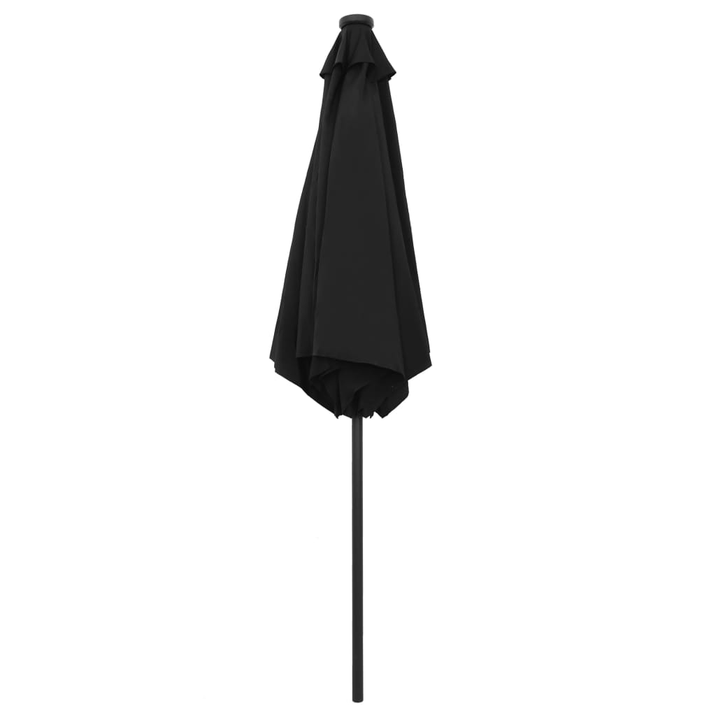 Ulkoaurinkovarjo LED-valot alumiinitanko 270 cm musta - Sisustajankoti.fi