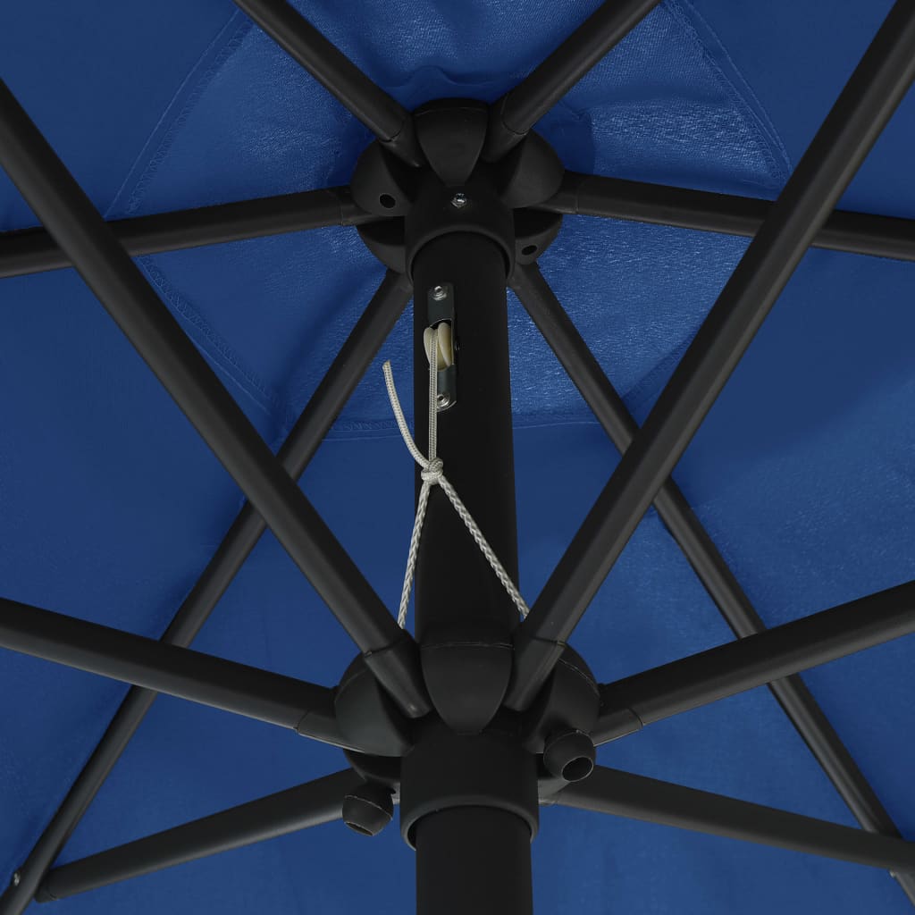 Ulkoaurinkovarjo LED-valot alumiinitanko 270 cm taivaansininen - Sisustajankoti.fi