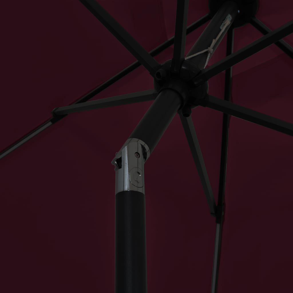 Ulkoaurinkovarjo LED-valot alumiinitanko 300 cm viininpunainen - Sisustajankoti.fi