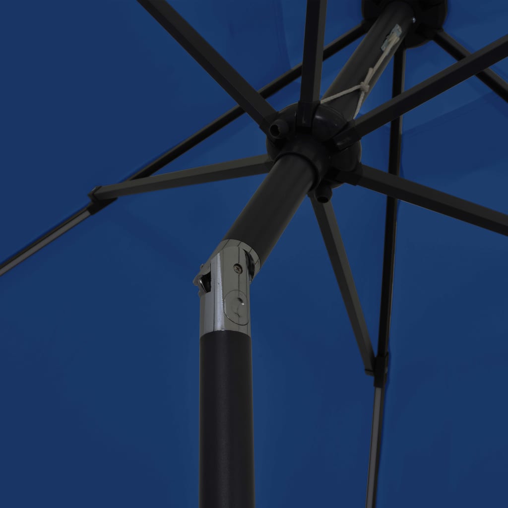 Ulkoaurinkovarjo LED-valot alumiinitanko 300 cm taivaansininen - Sisustajankoti.fi