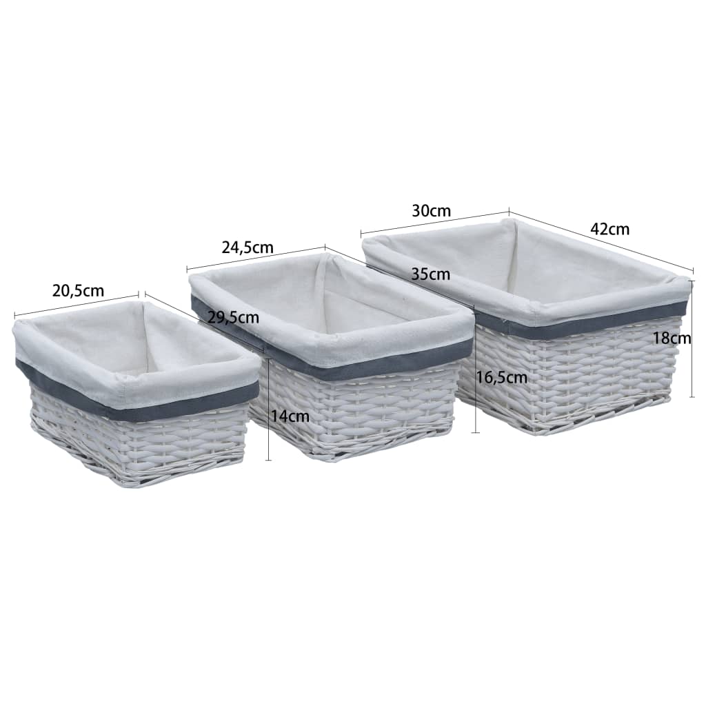 3-osainen Korisarja sisäkkäin sopivat valkoinen paju - Sisustajankoti.fi