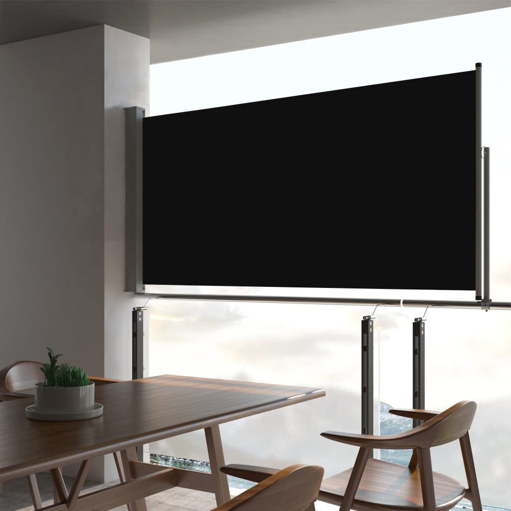 Sisäänvedettävä terassin sivumarkiisi 80x300 cm musta - Sisustajankoti.fi