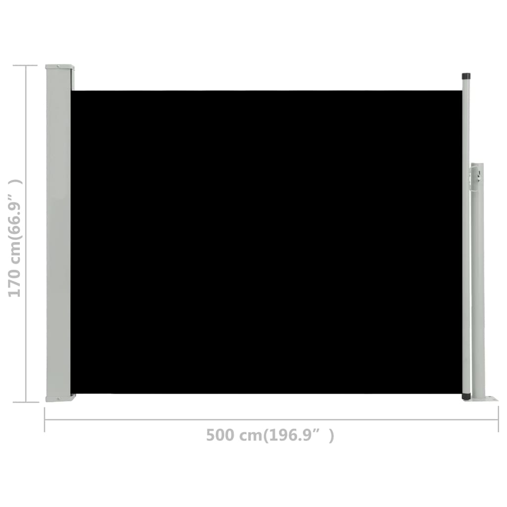 Sisäänvedettävä terassin sivumarkiisi 170x500 cm musta - Sisustajankoti.fi