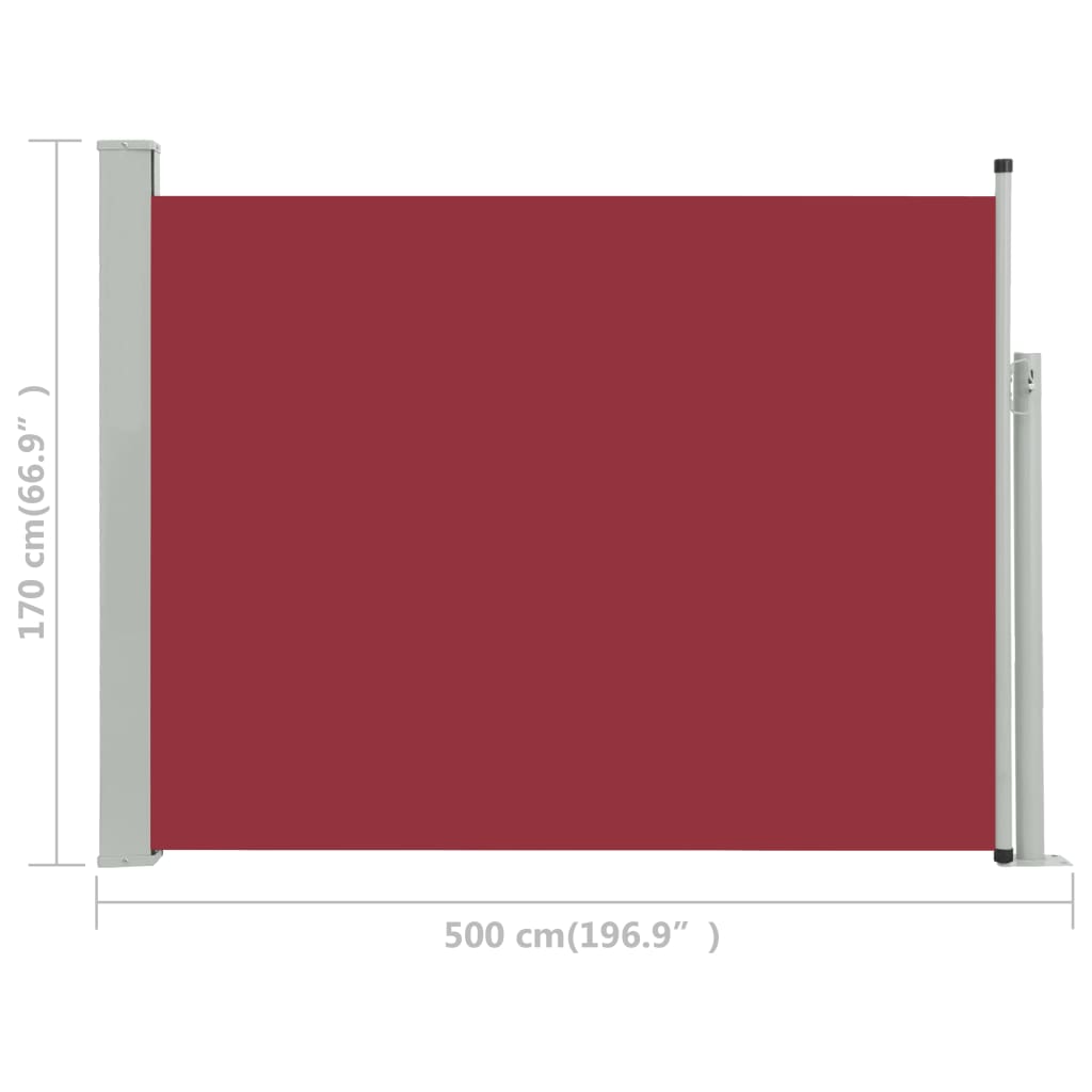 Sisäänvedettävä terassin sivumarkiisi 170x500 cm punainen - Sisustajankoti.fi