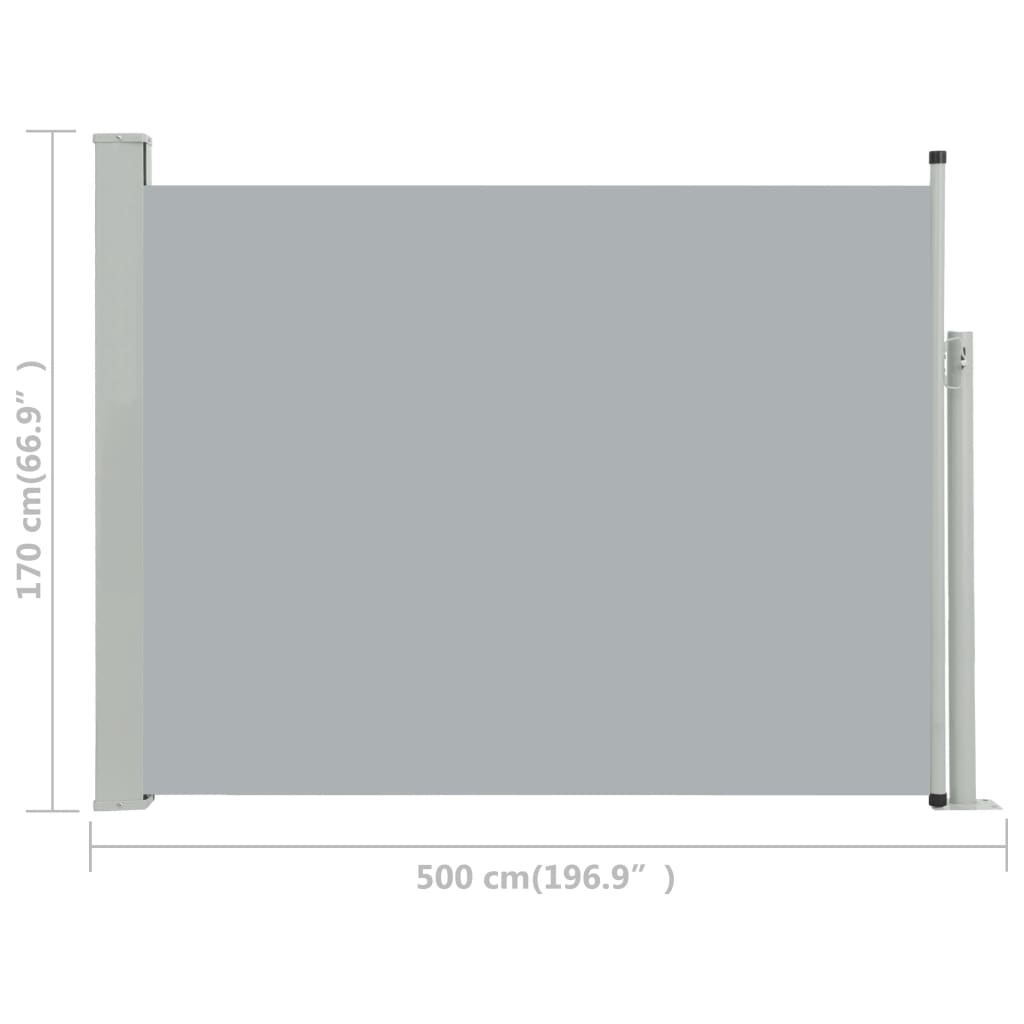 Sisäänvedettävä terassin sivumarkiisi 170x500 cm harmaa - Sisustajankoti.fi