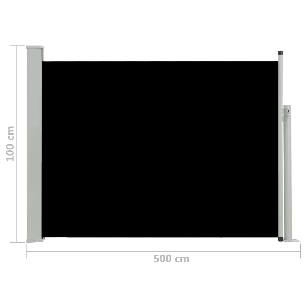 Sisäänvedettävä terassin sivumarkiisi 100x500 cm musta - Sisustajankoti.fi