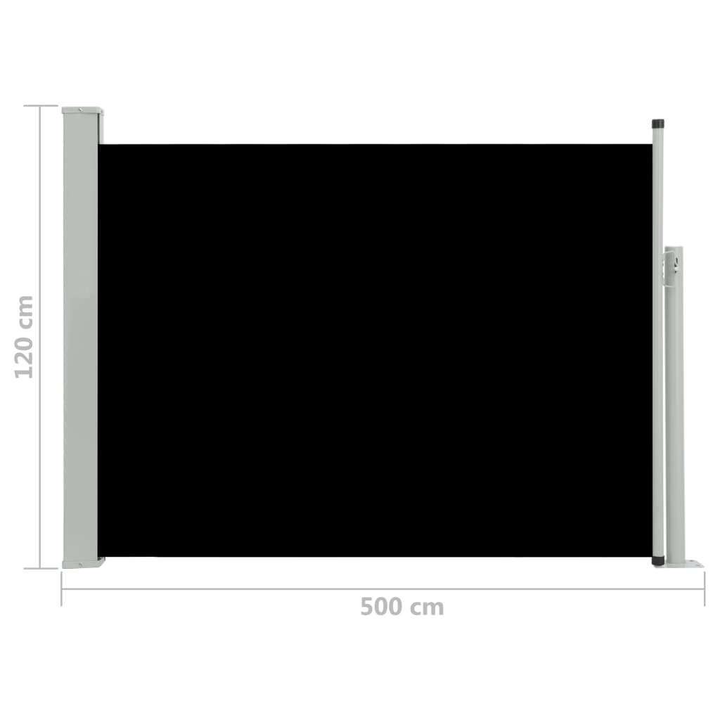 Sisäänvedettävä terassin sivumarkiisi 120x500 cm musta - Sisustajankoti.fi