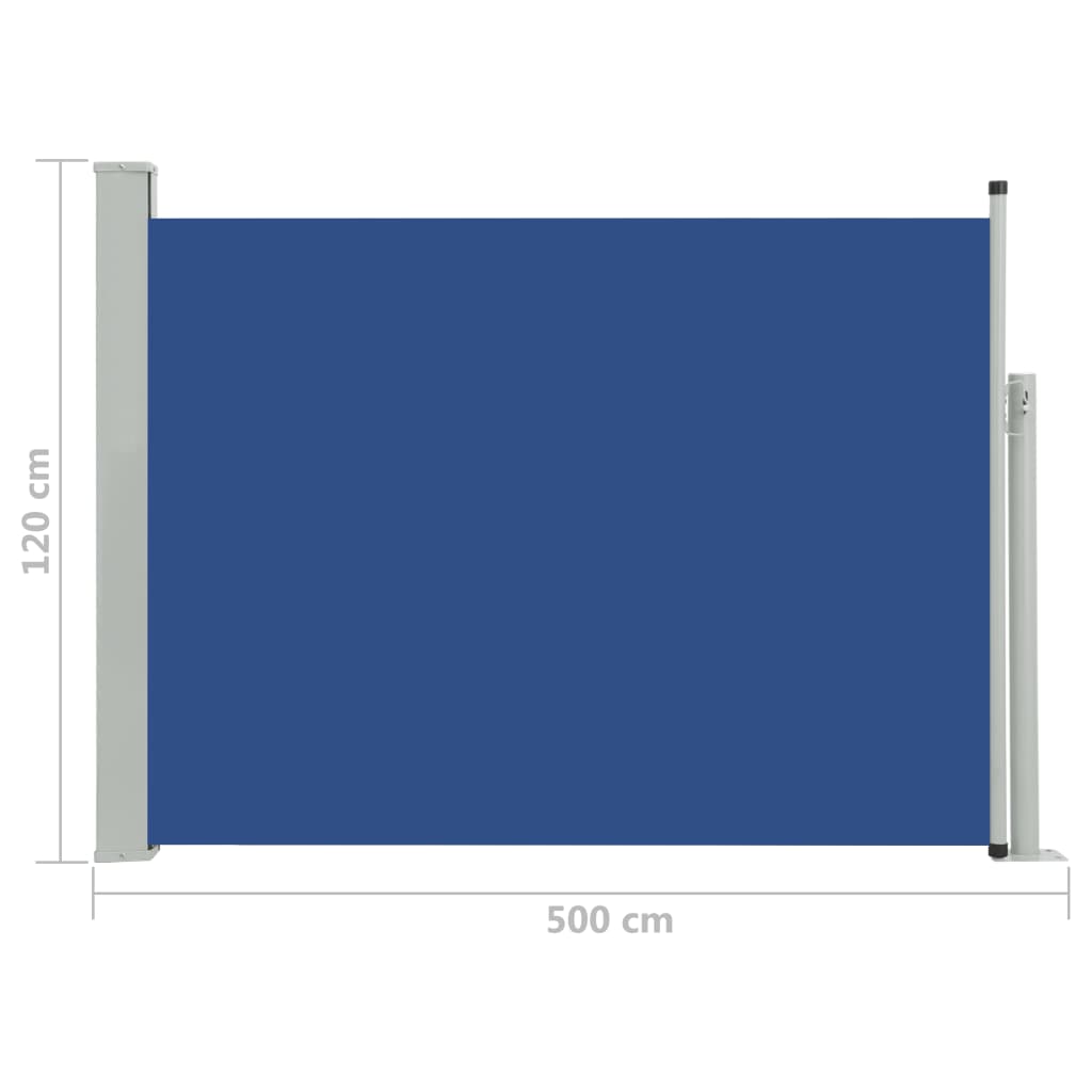 Sisäänvedettävä terassin sivumarkiisi 120x500 cm sininen - Sisustajankoti.fi