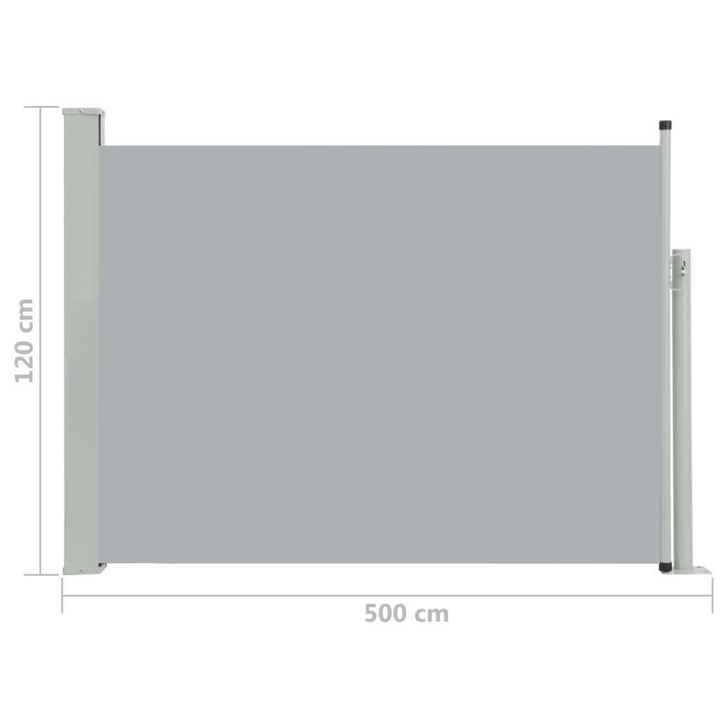 Sisäänvedettävä terassin sivumarkiisi 120x500 cm harmaa - Sisustajankoti.fi