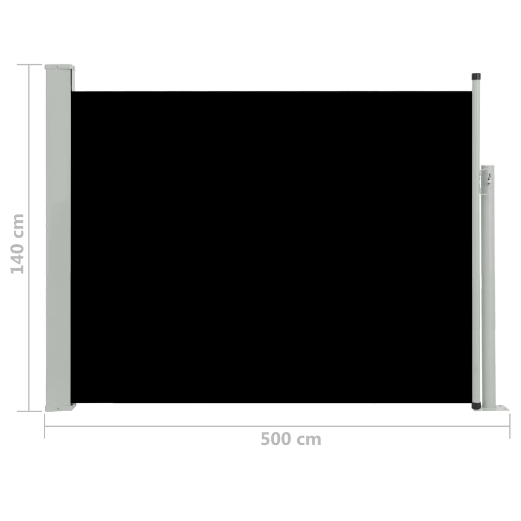 Sisäänvedettävä terassin sivumarkiisi 140x500 cm musta - Sisustajankoti.fi