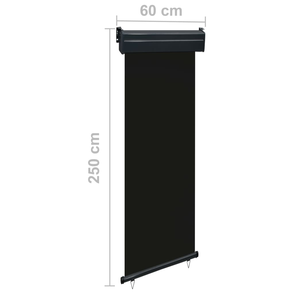 Parvekkeen sivumarkiisi 60x250 cm musta - Sisustajankoti.fi